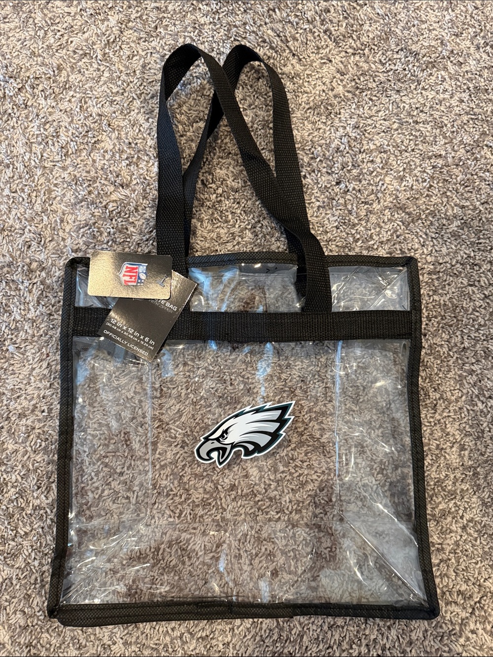 🏈NFL Clear Stadium Tote Bag with Philadelphia Eagles Logo - Black Trim